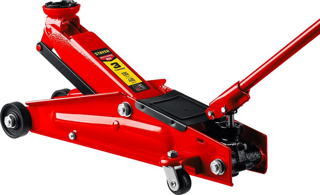 STAYER RED FORCE, 3 т, 135 - 410 мм, подкатной домкрат с увеличенным подъемом и поворотной ручкой, Professional (43151-3) фото 1