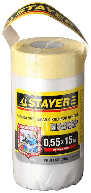 STAYER 0.55 х 15 м, 9 мкм ПВД, защитная пленка-маскер с клейкой лентой (12255-055-15) фото 2