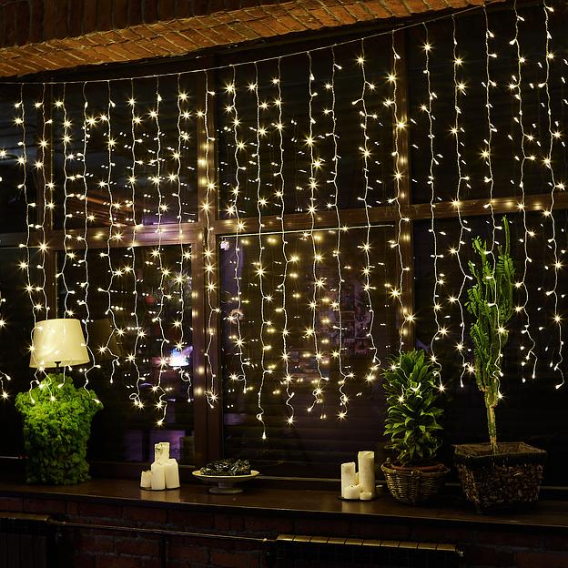 Занавес светодиодный 3х2м 384 светодиода Теплый белый свет Провод прозрачный ULD-C3020-384/DTA/RC WARM WHITE IP44 Пульт ДУ (в/к) фото 3