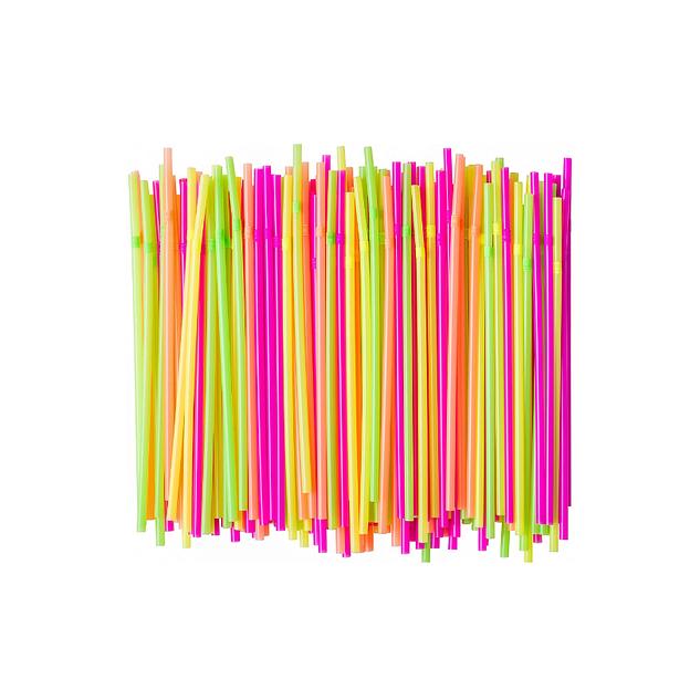 Трубочки кокт. 0,5*24 см.  250 шт/уп. гофрир. флуоресцент. /1/48/ фото 1