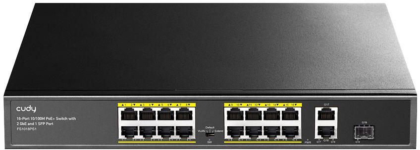 Коммутатор Cudy FS1018PS1 (L2) 16x100Мбит/с 2x1Гбит/с 1SFP 16PoE+ 200W неуправляемый фото 1