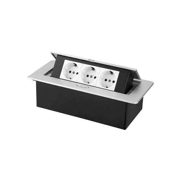 Встраиваемая выдвижная розетка в столешницу 3EU серебро фото 4