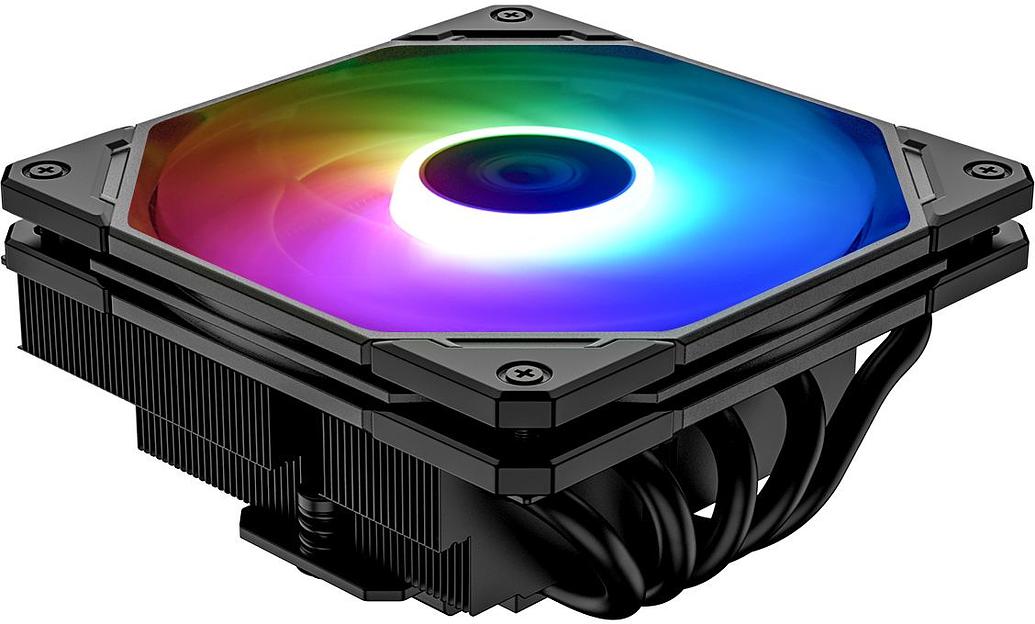 Кулер ID-COOLING IS-55 ARGB LGA1700/1200/115X/AM5/AM4 низкопрофильный высота 55mm (27шт/кор, TDP 125W, PWM, 5 тепл.трубок + медная база, ARGB FAN 120mm, черный) BOX фото 1
