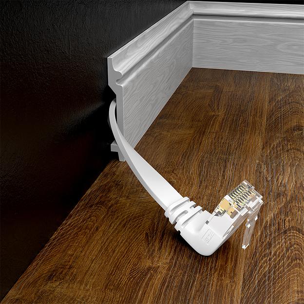 GCR Патч-корд PROF плоский 3.0m, UTP медь кат.6, белый, нижний угол, ethernet high speed 10 Гбит/с, RJ45, T568B Greenconnect GCR-54656 фото 4