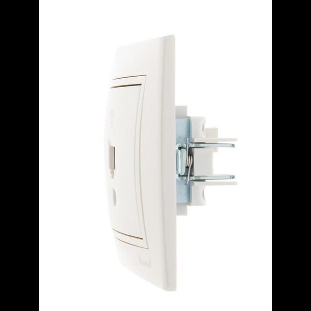 Розетка телефонная 1-м СП Mira RJ11 16А IP20 евро стандарт со вставкой жемчуж./бел. перламутр. LEZAR фото 3