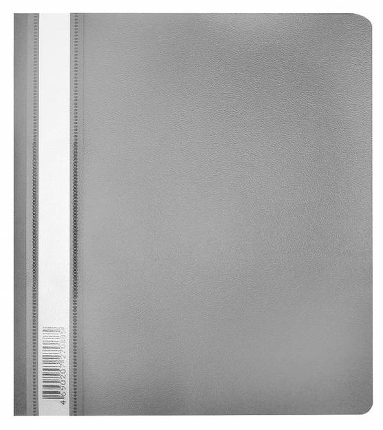 Папка-скоросшиватель Бюрократ Люкс -PSL20A5GREY A5 прозрач.верх.лист пластик серый 0.14/0.18 фото 1