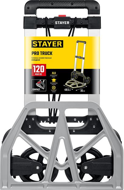 STAYER PROTruck, до 120 кг, из алюминиевого сплава, платформа 48.5 х 35 см, колеса d 16 см, вес 5 кг, складная хозяйственная тележка (38755-120) фото 5