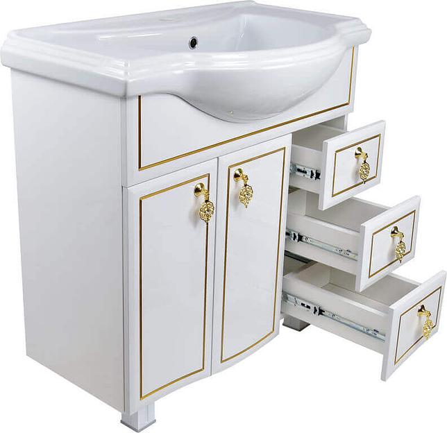 Тумба Жасмин 80 DORATIZ 9911.773, белая золото, под умывальник Классик 80 фото 4