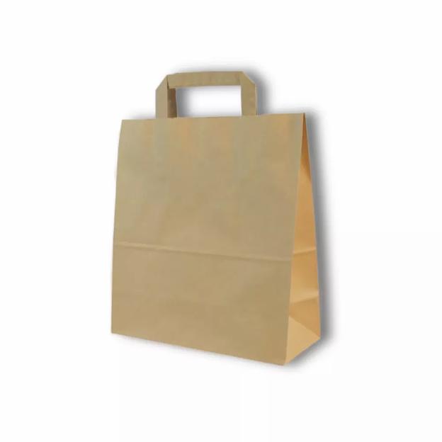 Крафт пакет с плоской ручкой 1 сл. 28х24х14 НМ, Опт фото 1