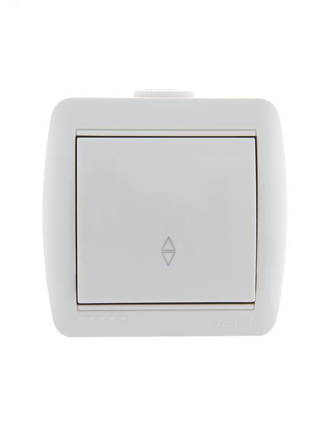 Выключатель одноклавишный, проходной, белый фото 2