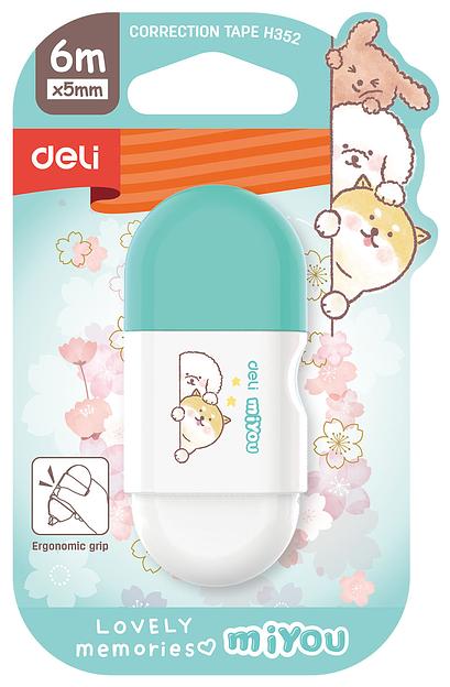 Лента коррект. Deli EH352 6мх5мм ассорти корпус белый блистер фото 4