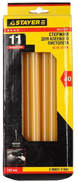 STAYER Yellow, жёлтые, 11 х 200 мм, 40 шт, клеевые стержни, Professional (2-06821-Y-S40) фото 2