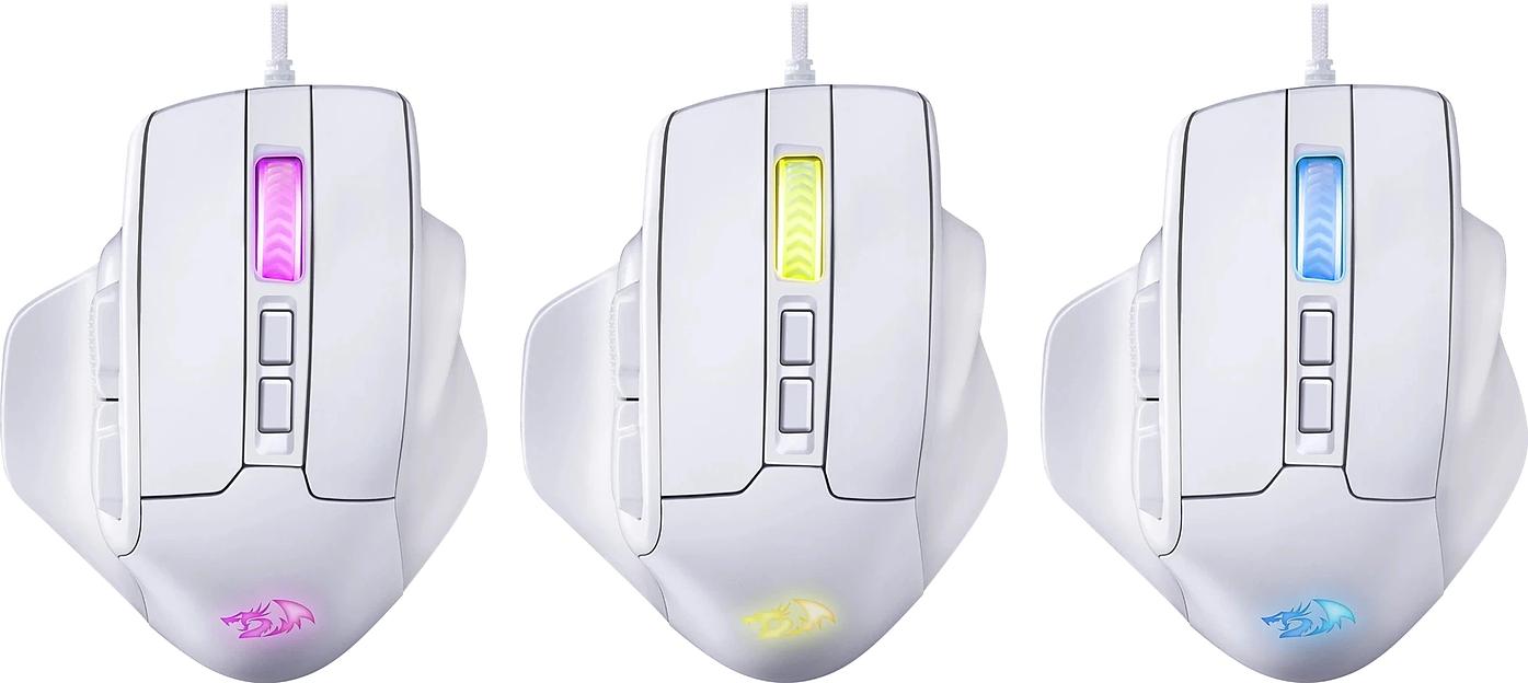 Мышь проводная REDRAGON Bullseye белый, 12400 dpi, USB, кнопки - 8 фото 2