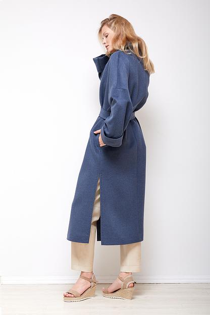 Женское демисезонное пальто деловое Mmoda синий, арт.2202551 фото 3