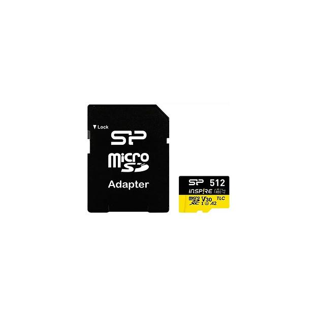 Карта памяти microSDXC UHS-I U3 Silicon Power Inspire 512 ГБ, 170 МБ/с, Class 10, SP512GBSTXLA2V1NSP, 1 шт., с адаптером фото 1