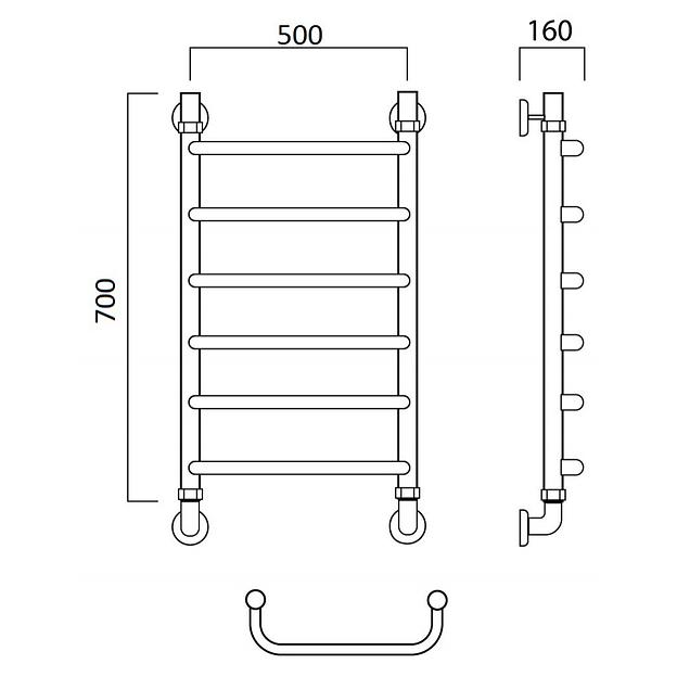 Полотенцесушитель водяной Роснерж Скоба L102000 70x50 фото 3