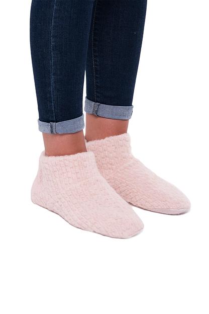 Женские меховые носочки Woollamb комби «Букле» пудра, опт фото 1