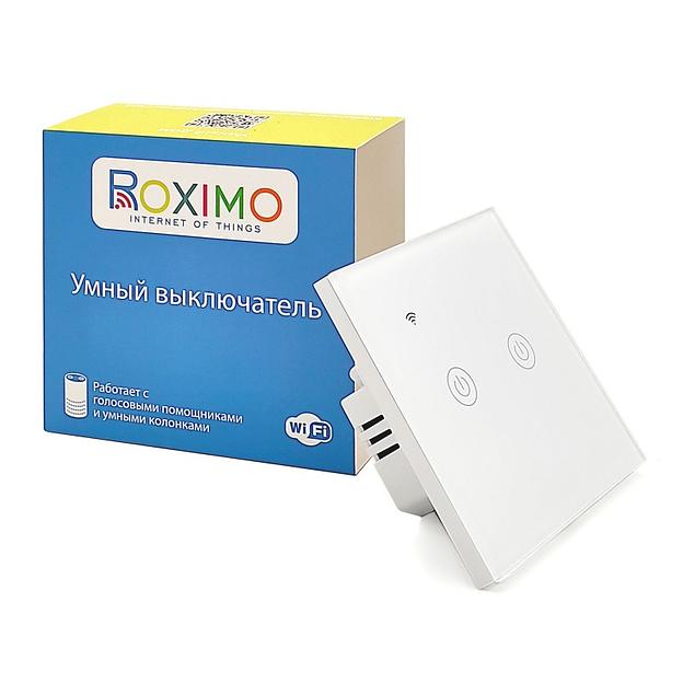 Умный выключатель сенсорный Roximo SWSEN01-2W двухкнопочный, белый ОПТ фото 4