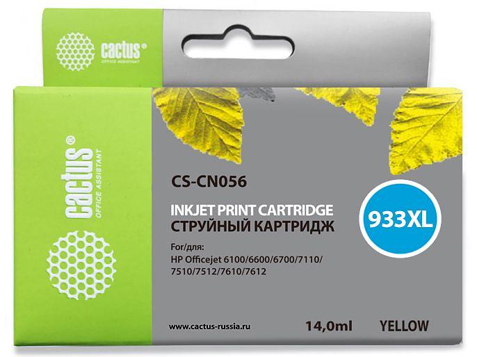 Картридж струйный Cactus CS-CN056 №933XL желтый (14мл) для HP DJ 6600 фото 1