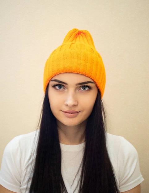 Шапка тыковка 2×2 Оранжевая ОПТ фото 2