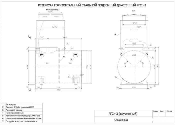 Резервуар горизонтальный стальной подземный РГСп-3 фото 3