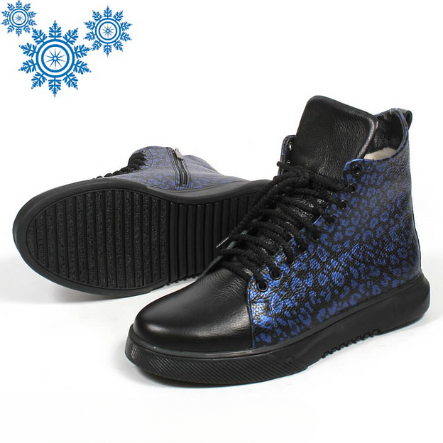 Зимние ботинки TAIS на шнурках с молнией, арт.MT238-2-Ш чёрно-синий ОПТ фото 3