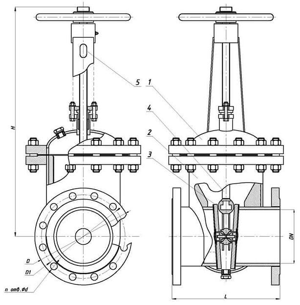Задвижка клиновая стальная штампосварная Ду150 Ру2,5 (30с65(965)нж) ТУ 28.14.13-003-26574885-2016 фото 2