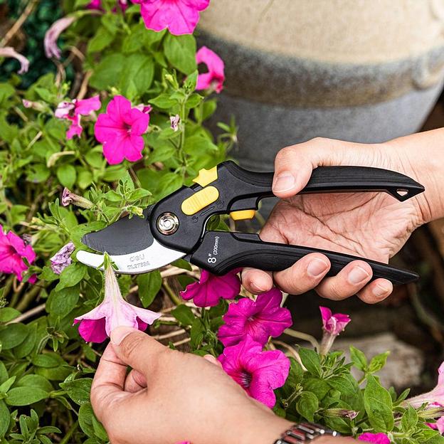 Секатор садовый Deli DL2789A лезвия с тефлоновым покрытием, длина 200мм, макс. диаметр резки 18мм, сталь СК5 фото 9