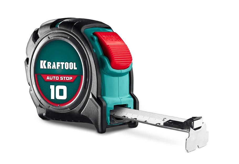 KRAFTOOL AutoStop 10м х 25мм, профессиональная рулетка с автостопом (3412-10-25) фото 1