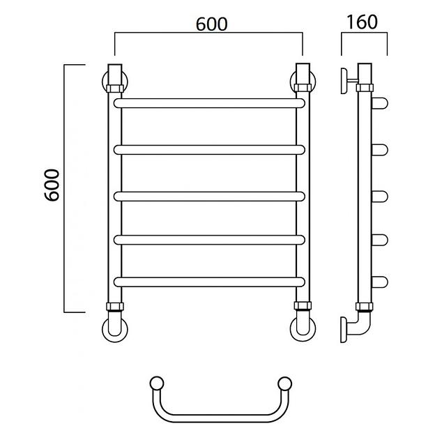 Полотенцесушитель водяной Роснерж Скоба L102000 60x60 фото 3