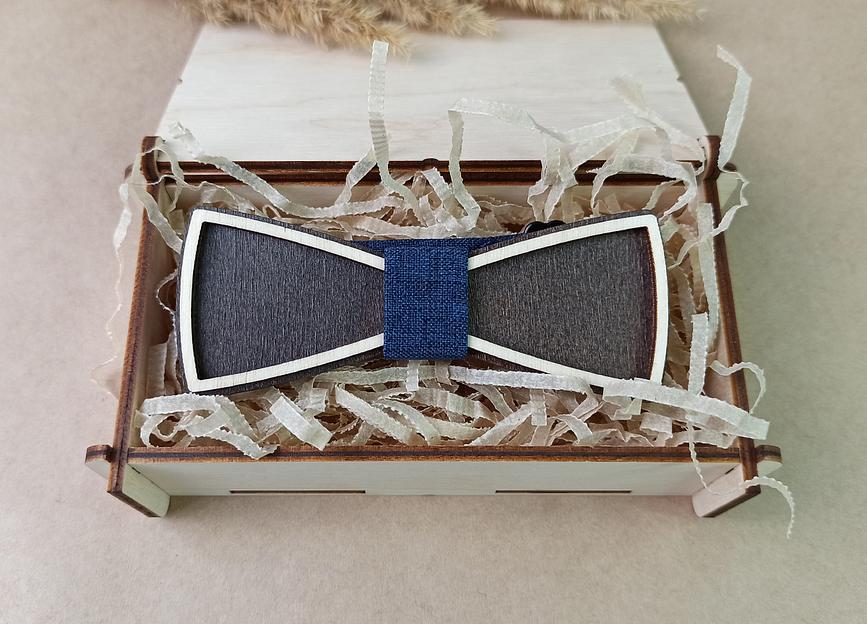 Галстук-бабочка из дерева «Классика 1» синий, опт фото 4