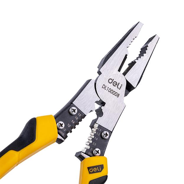 Комбинированные плоскогубцы многофункциональные Deli DL100008 215мм, (скручивание/зажим/резка/зачистка/обжим), сталь Cr-V, двухкомпонентная рукоять фото 3