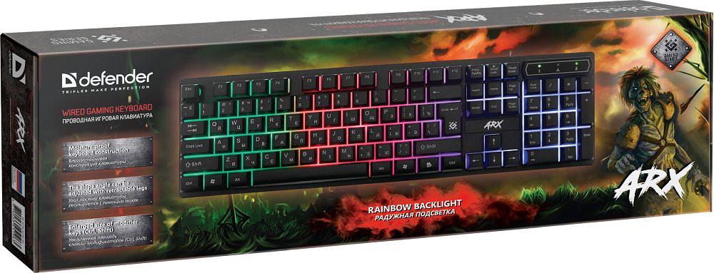 Клавиатура Defender Arx GK-196L RU черный USB for gamer LED фото 4