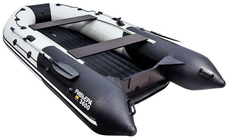 Лодка Ривьера 3600 килевое надувное дно, 3600*1800*480, цвет: серый-черный фото 4