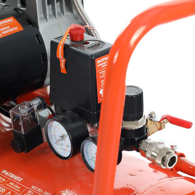 Компрессор поршневой Patriot WO 80-360 безмасляный 80л 2200Вт оранжевый фото 7