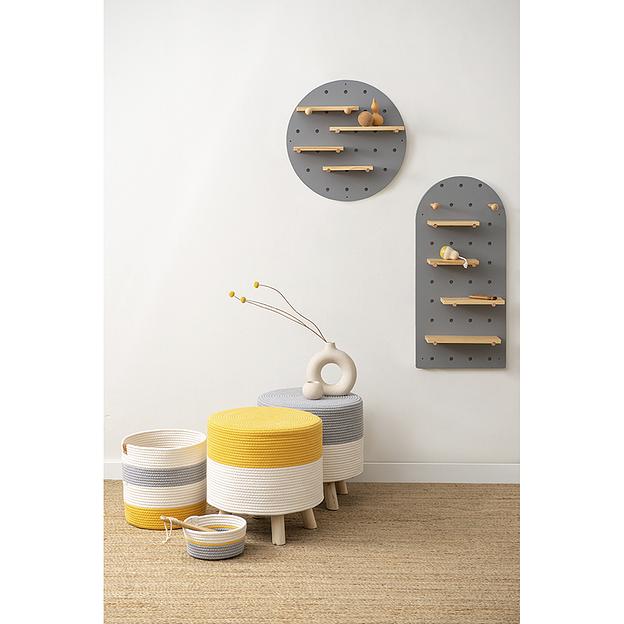 Пуф Devy, Ø40х40 см, бежевый/горчичный фото 6