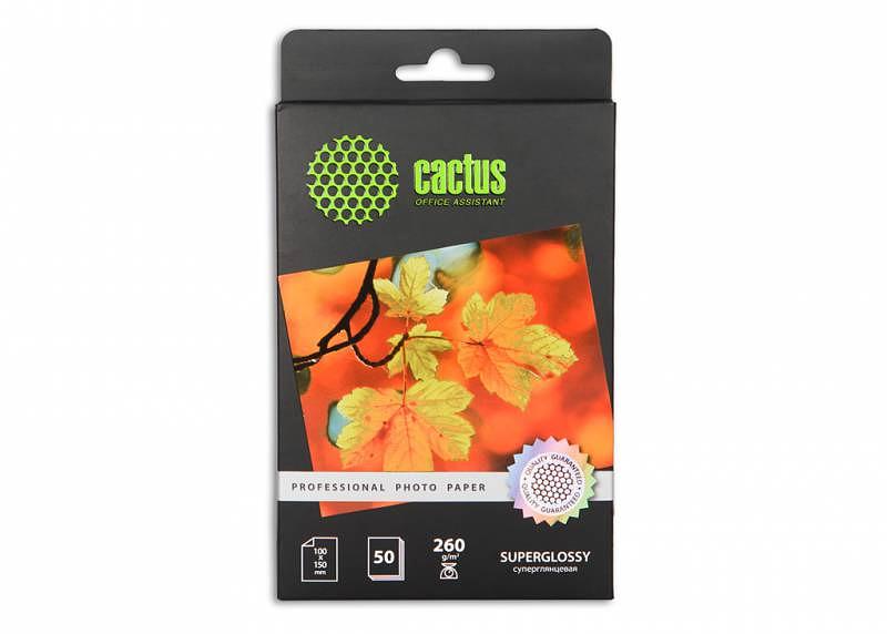 Фотобумага Cactus Prof CS-HGA626050 10x15/260г/м2/50л./белый глянцевое для струйной печати фото 1