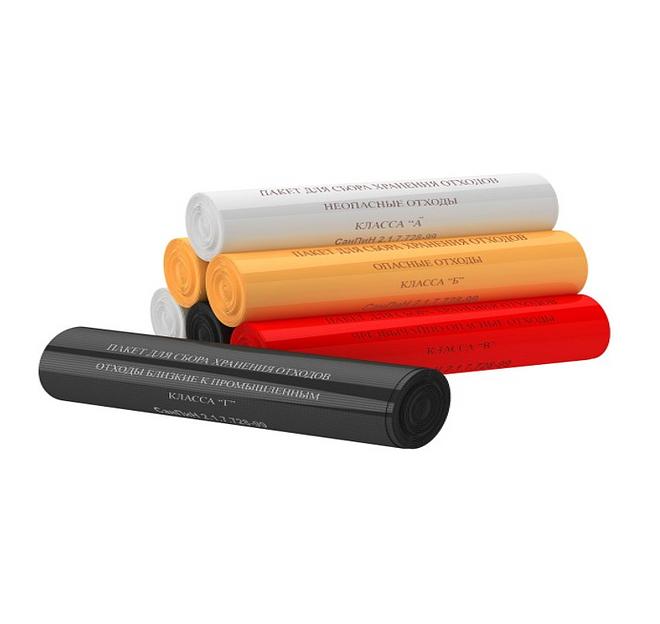 Пакеты для утилизации медицинских отходов класс А, Б, В, Г 600х1100 мм, 30 микрон фото 1