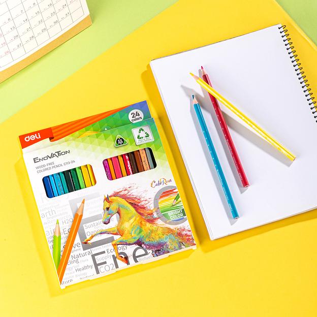 Карандаши цветные Deli EC113-24 Enovation трехгранные пластик 24цв. коробка/европод. (24шт) фото 7