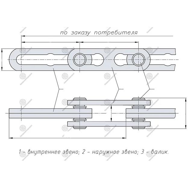Цепь тяговая разборная Р1-160-290 с вращающимися валиками по ГОСТ 589-85 фото 7