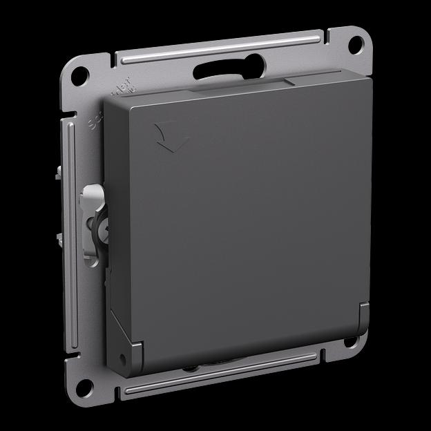 ATLASDESIGN РОЗЕТКА с заземл. со шторками с крышкой, 16А, IP20, механизм, БАЗАЛЬТ фото 2