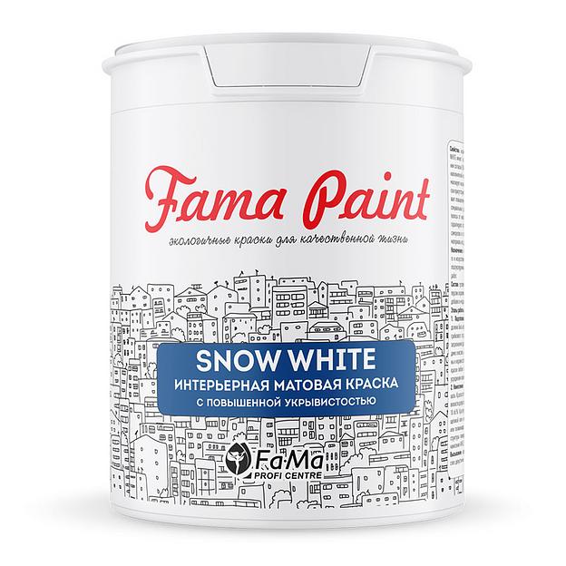 Водно-дисперсионная акриловая белая матовая краска Fama Paint «Snow White» 0,9 л ОПТ фото 1