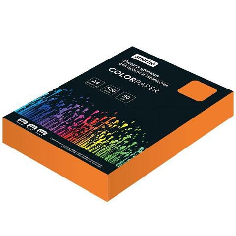 Бумага цветная А4, 80г/м2, 500л., Attache оранжевый интенсив фото 1