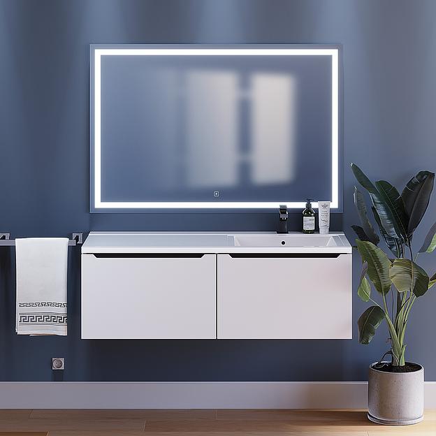 Тумба под раковину для ванной Uperwood Tanos 120 см, подвесная, правая, белый/графит фото 1