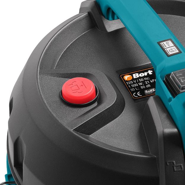 Строительный пылесос Bort BSS-1530 1500Вт (уборка: сухая/влажная) черный фото 3
