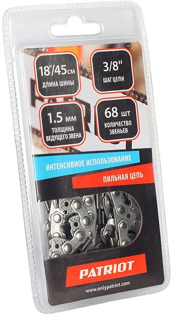 Цепь для цепных пил Patriot 73DP-68E 3/8" 68звен. (862321368) фото 1