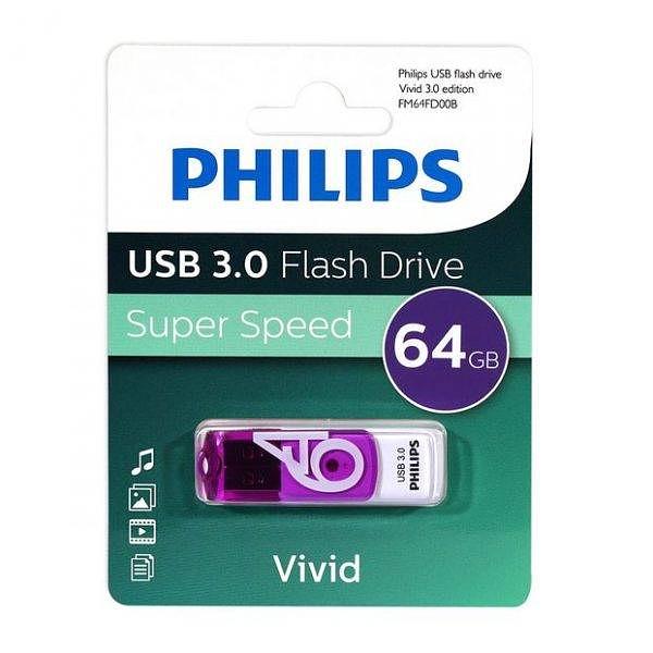 Флеш накопитель 64GB PHILIPS VIVID3.0 64GB, USB 3.0 фото 1