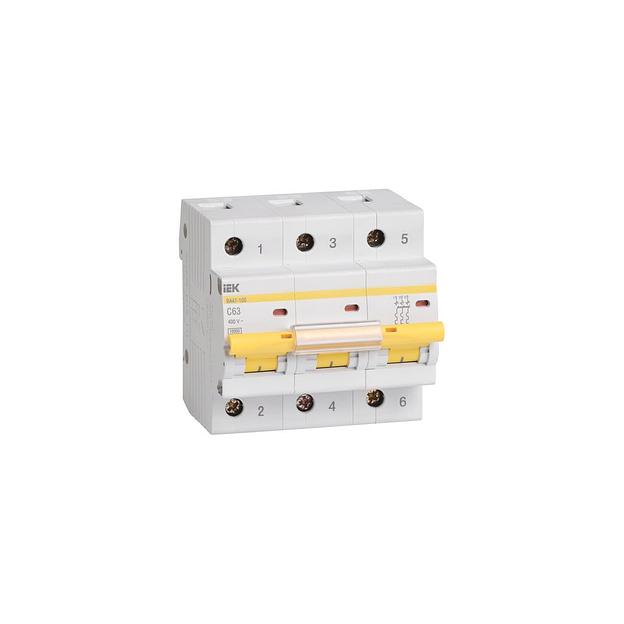Автоматический выключатель IEK (MVA40-3-063-C) 63A тип C 10кА 3П 400В 4.5 модуля белый (упак.:1шт) фото 1