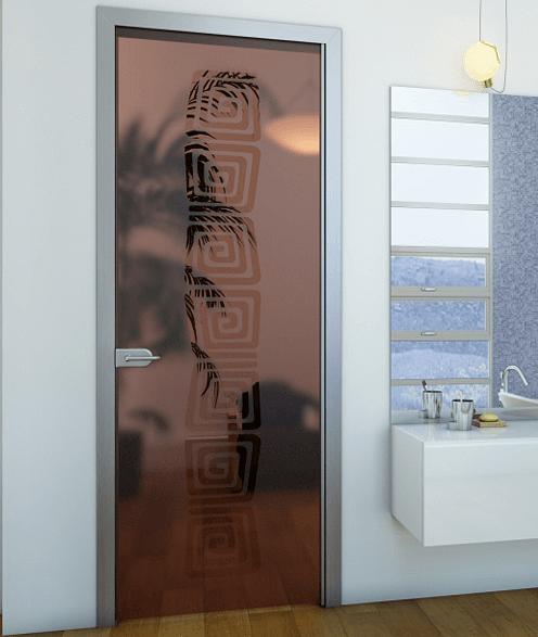 Стеклянная дверь распашная в алюминиевом профиле - бронзовое стекло фото 1