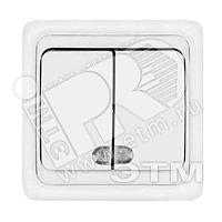 Валери Выключатель двухклавишный с подсветкой белый скрытый фото 1